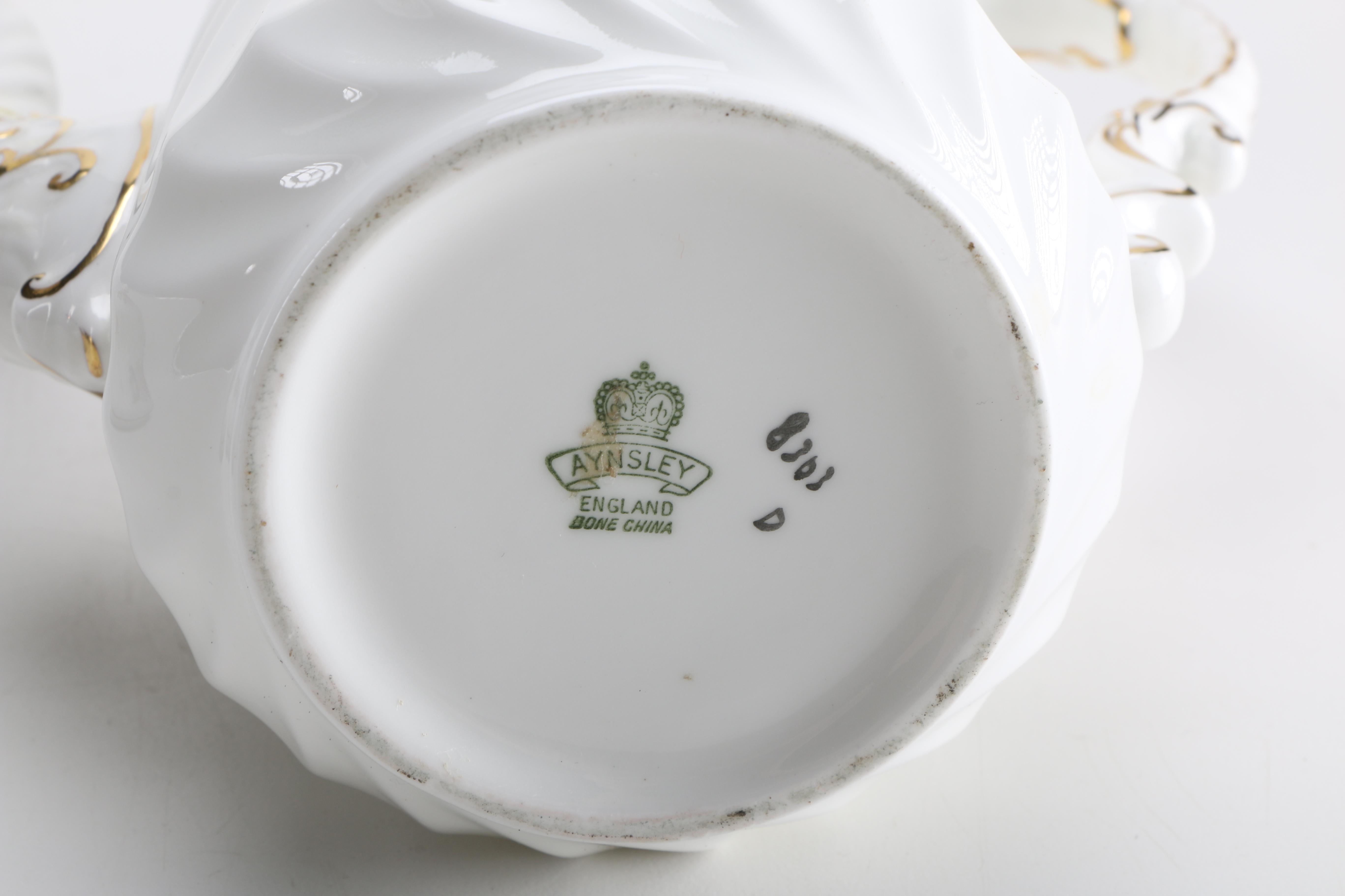 Aynsley Swirling Pink Rose Bone China Tea Set