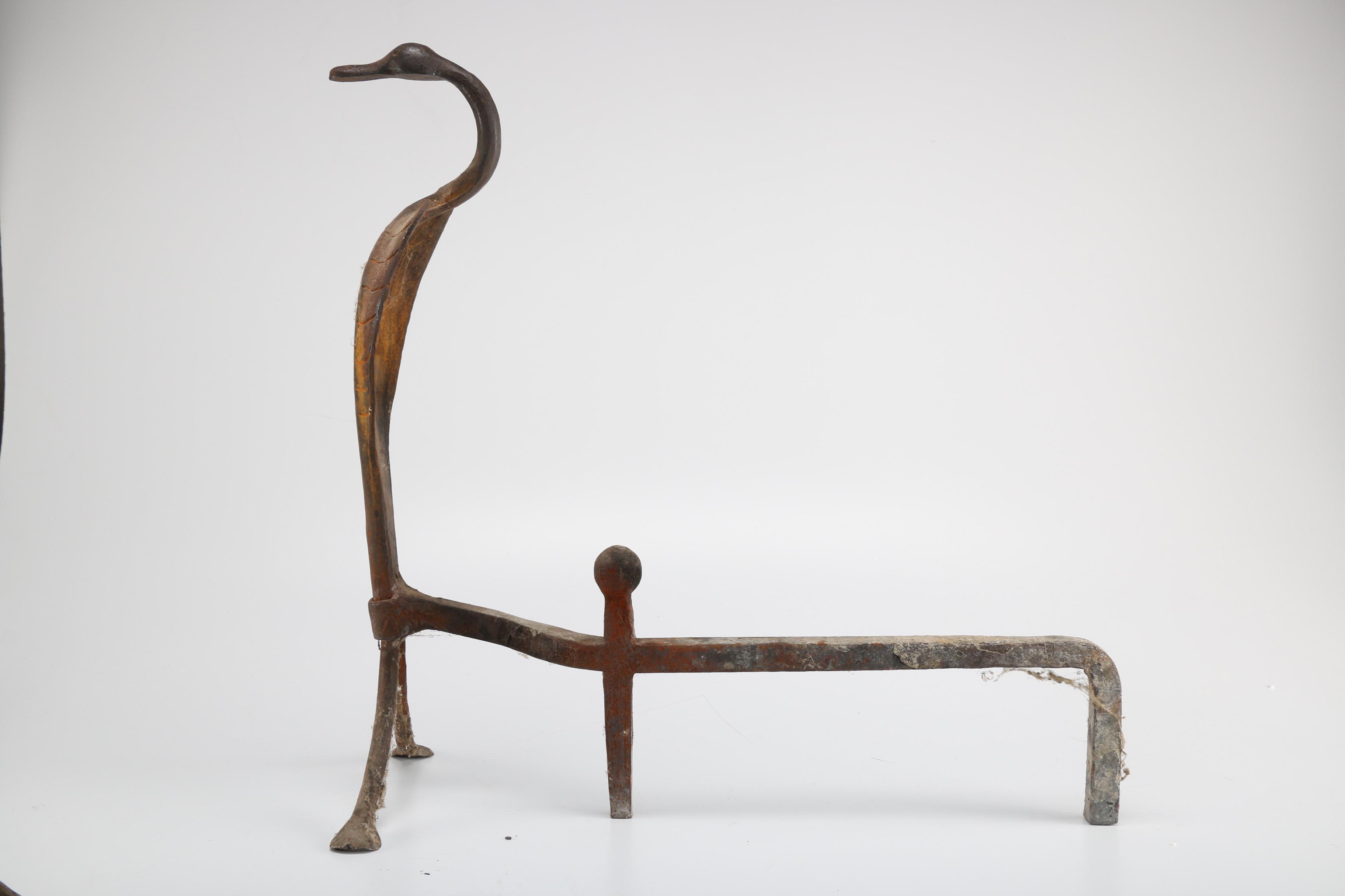 Cast Iron Bird Andirons