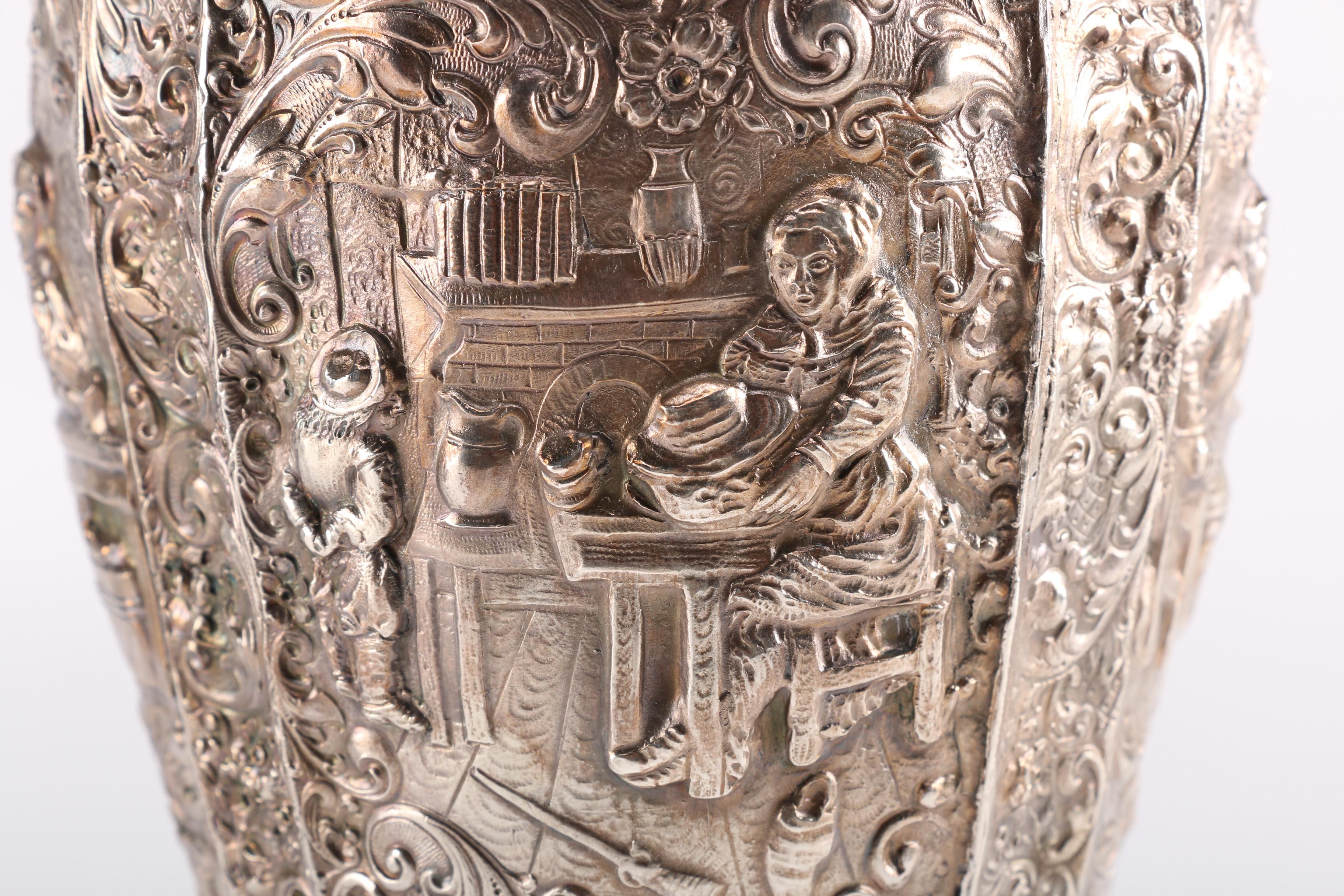 Antique Repoussé Silver Plate Vase