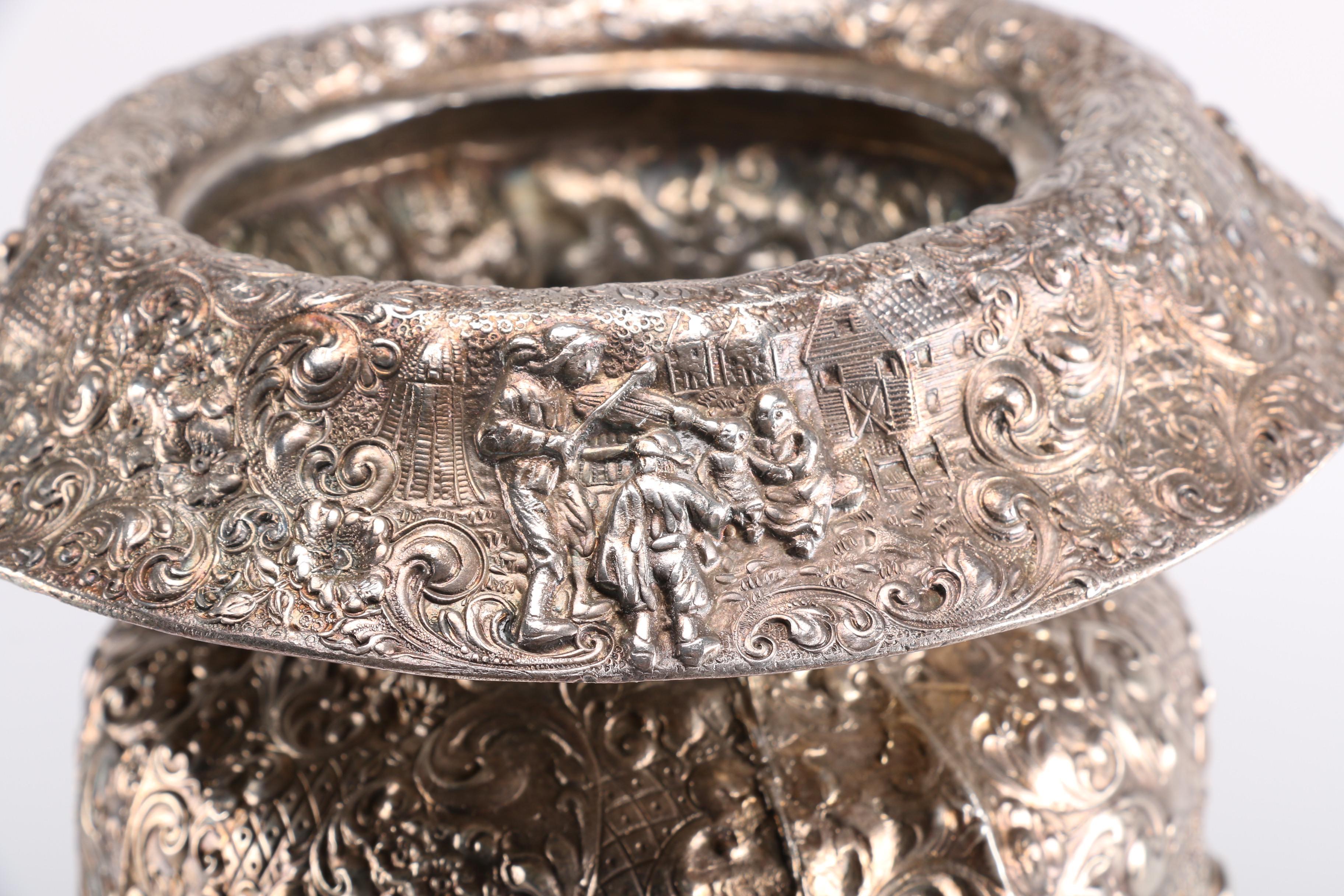 Antique Repoussé Silver Plate Vase