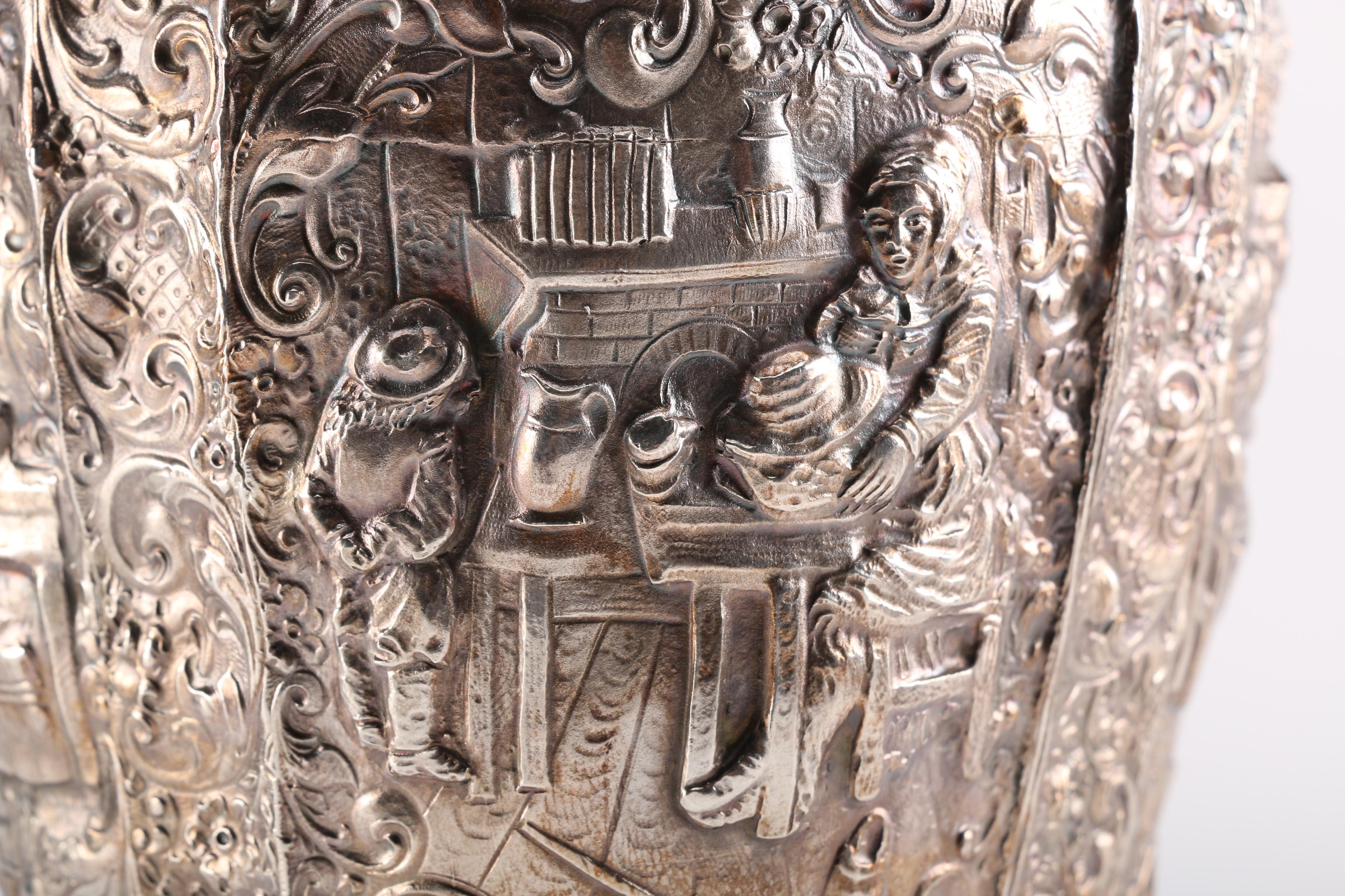 Antique Repoussé Silver Plate Vase