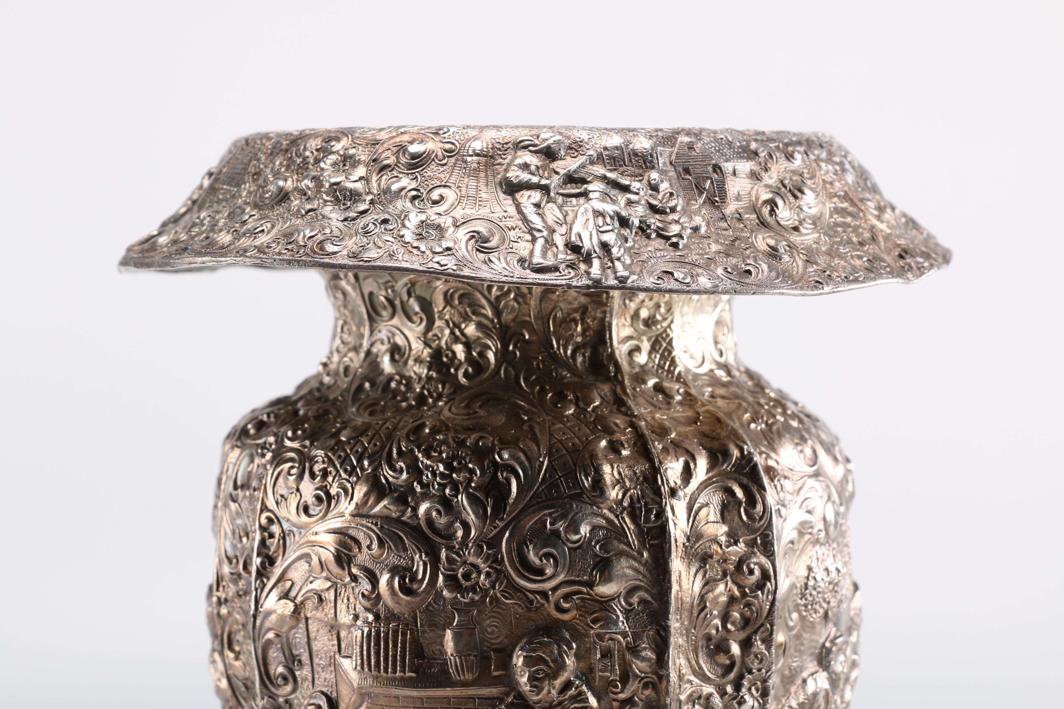 Antique Repoussé Silver Plate Vase