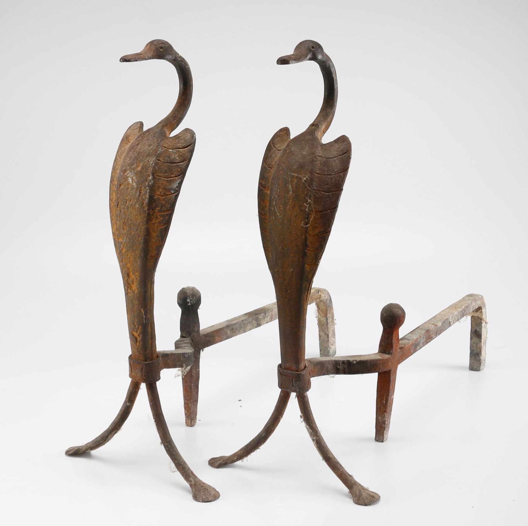 Cast Iron Bird Andirons