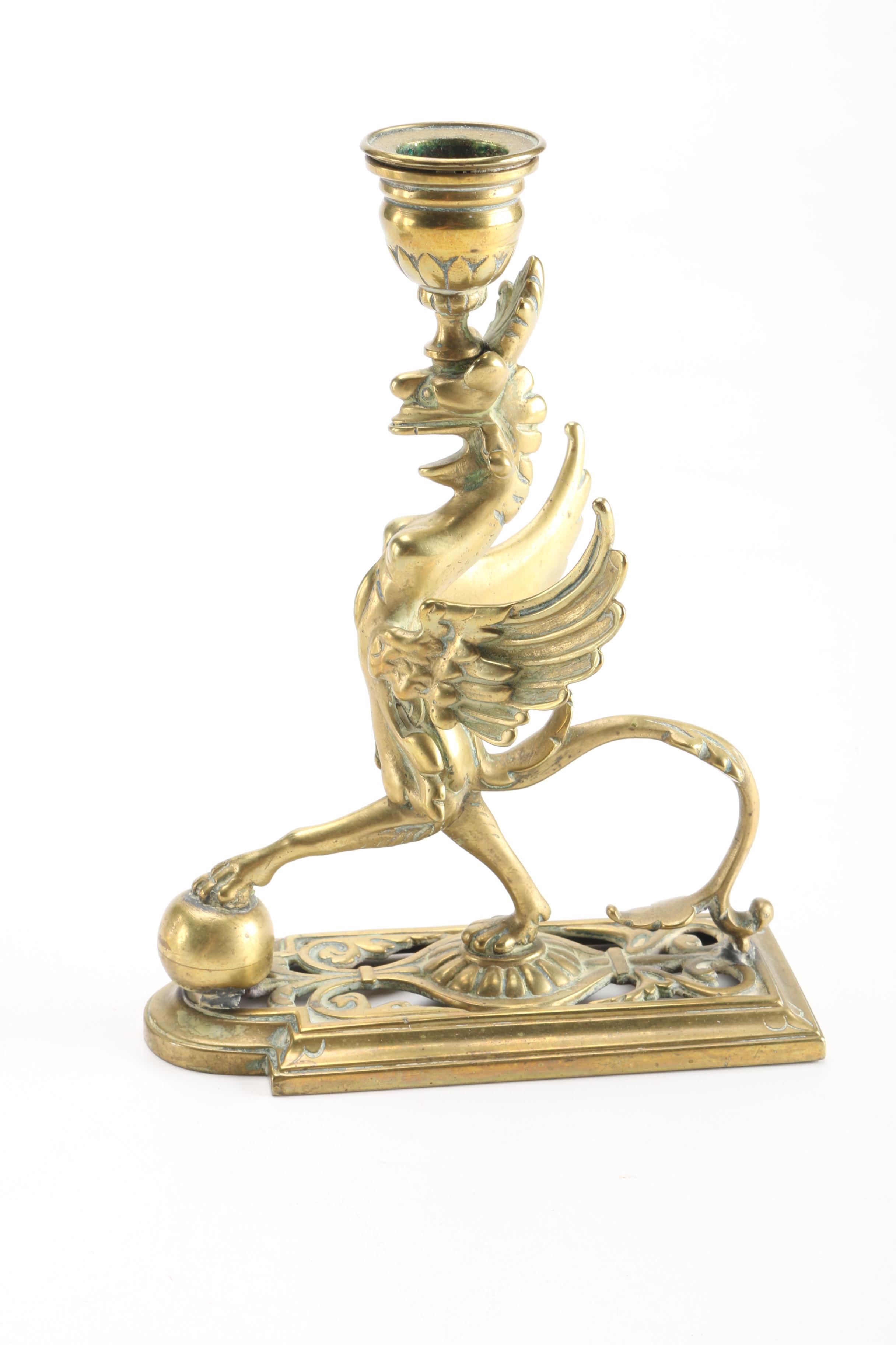 Chinese Vase, Bowl and Brass Candlesticks