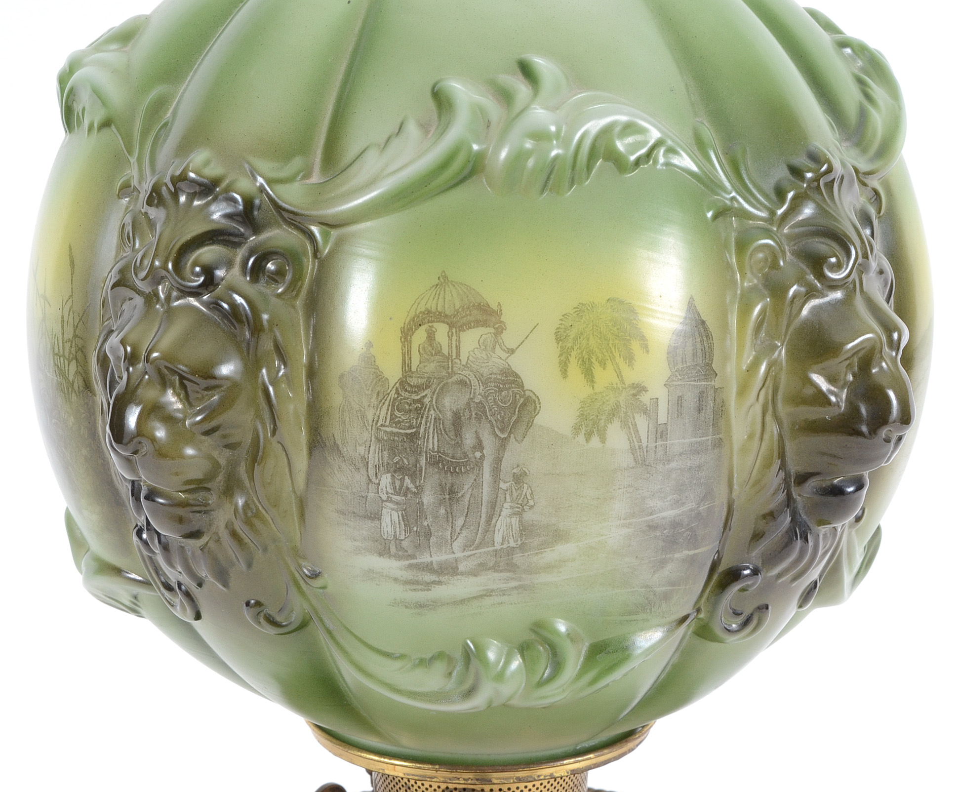 Lion Head Oil Parlor Lamp by Consolidated