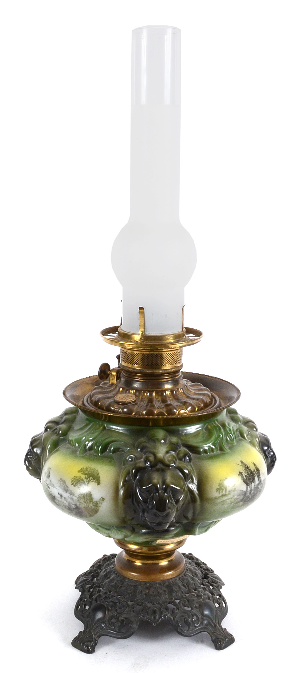 Lion Head Oil Parlor Lamp by Consolidated
