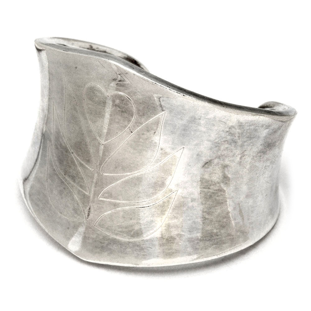 Vintage Taxco, Mexico Sterling Silver Engraved Cuff Bracelet