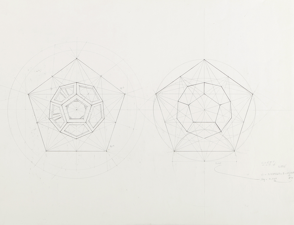 Ricardo Morin Graphite Drawing on Paper Geometric Study