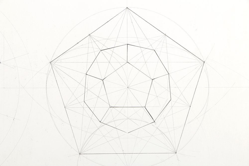 Ricardo Morin Graphite Drawing on Paper Geometric Study