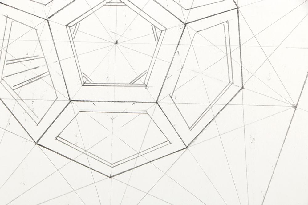 Ricardo Morin Graphite Drawing on Paper Geometric Study