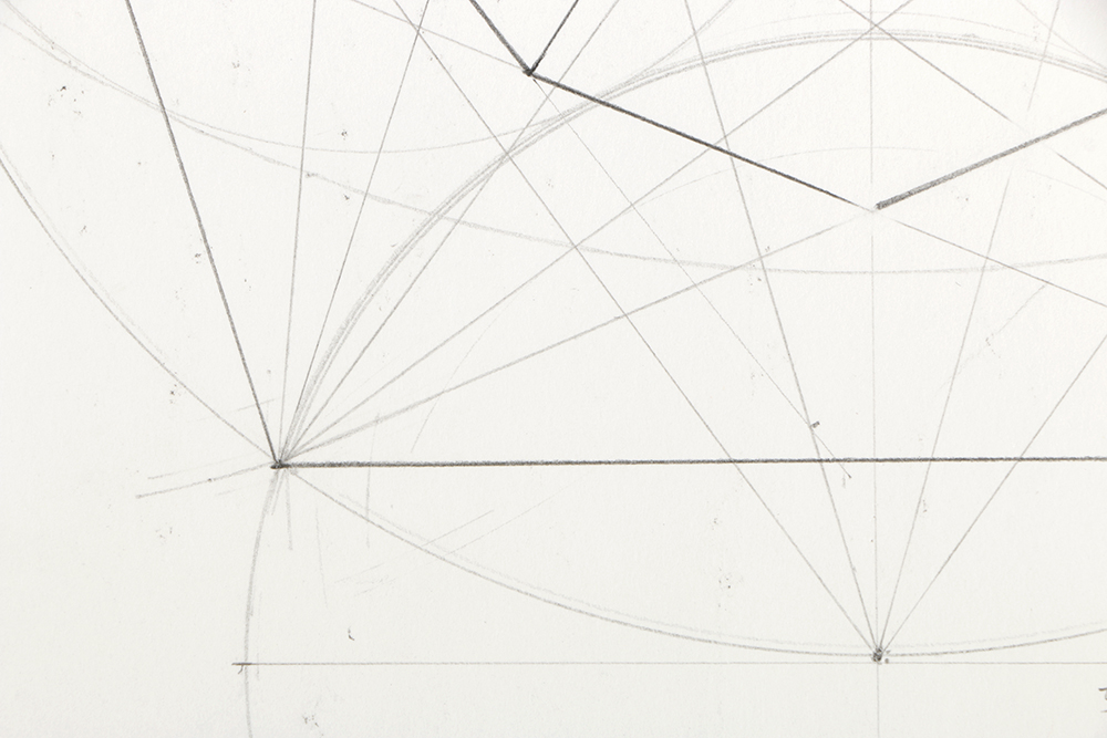 Ricardo Morin Graphite Drawing on Paper Geometric Study