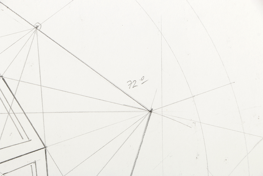 Ricardo Morin Graphite Drawing on Paper Geometric Study