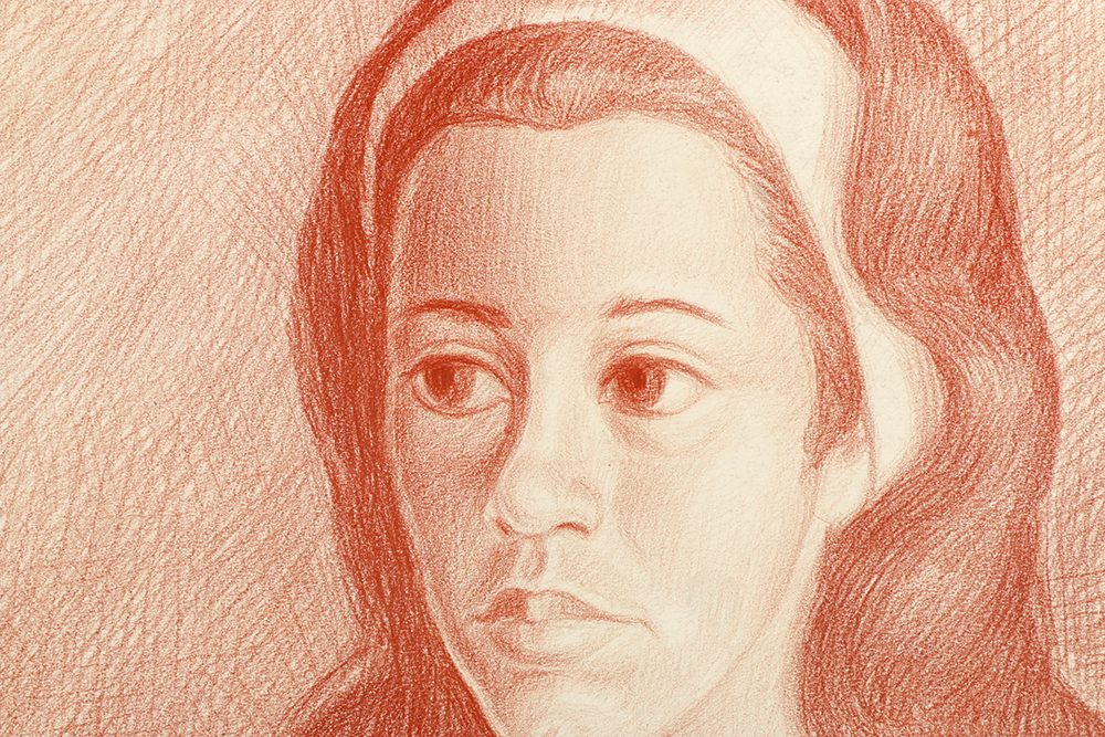 Ricardo Morin Sanguine Portrait on Paper "Teenager2"