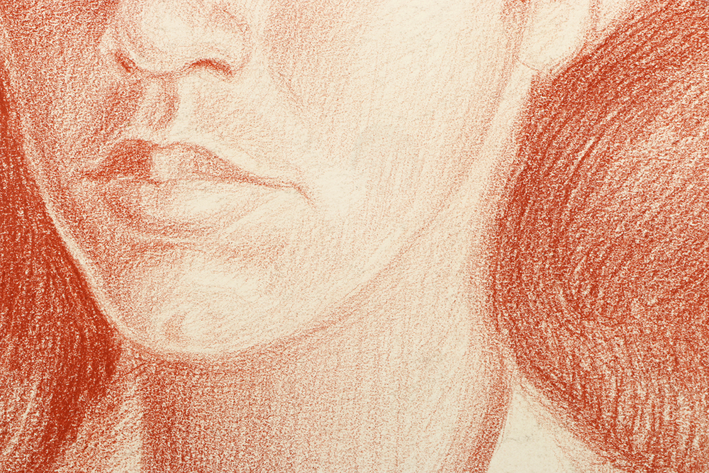 Ricardo Morin Sanguine Portrait on Paper "Teenager2"