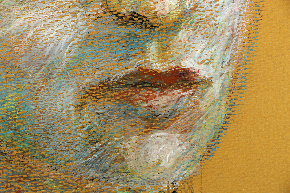 Ricardo Morin Ink and Pastel Drawing on Paper "Maternity"