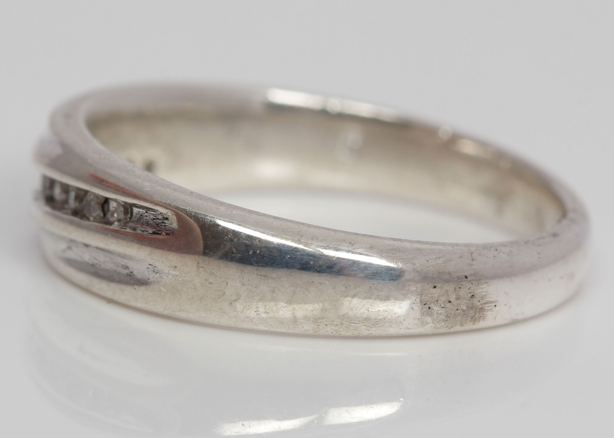 Mens Sterling Silver Diamond Band