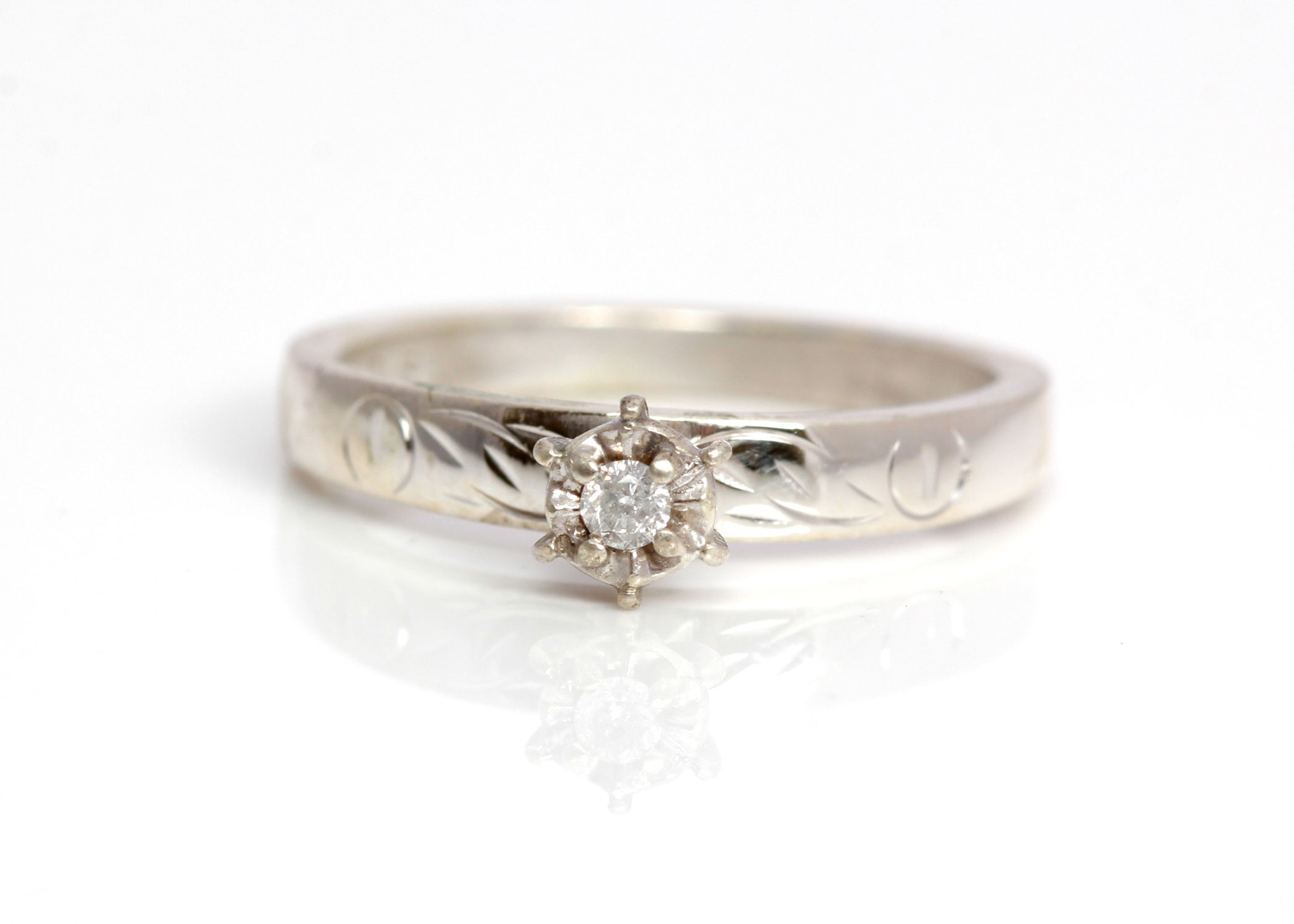 Sterling Silver Diamond Solitaire Ring
