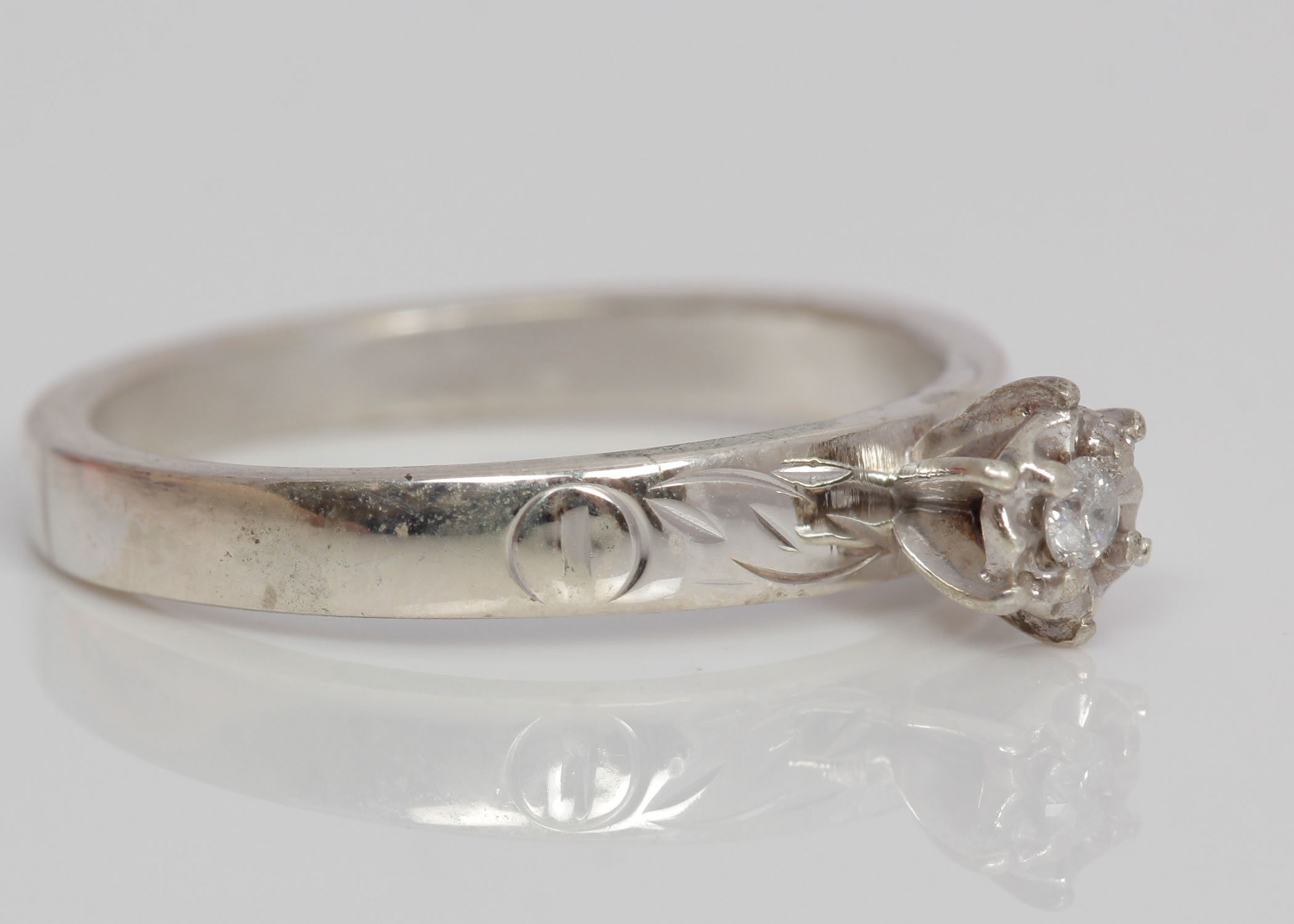 Sterling Silver Diamond Solitaire Ring