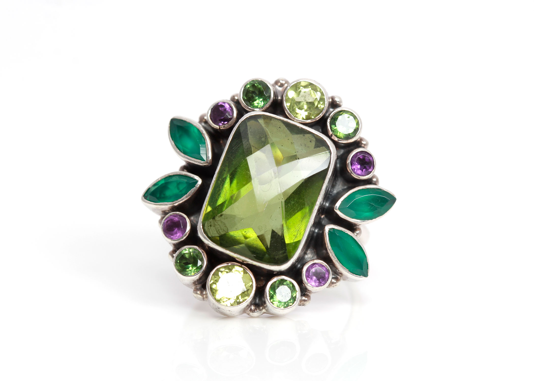 Nicky Butler Sterling Silver Mystic Quartz and Gemstone Ring
