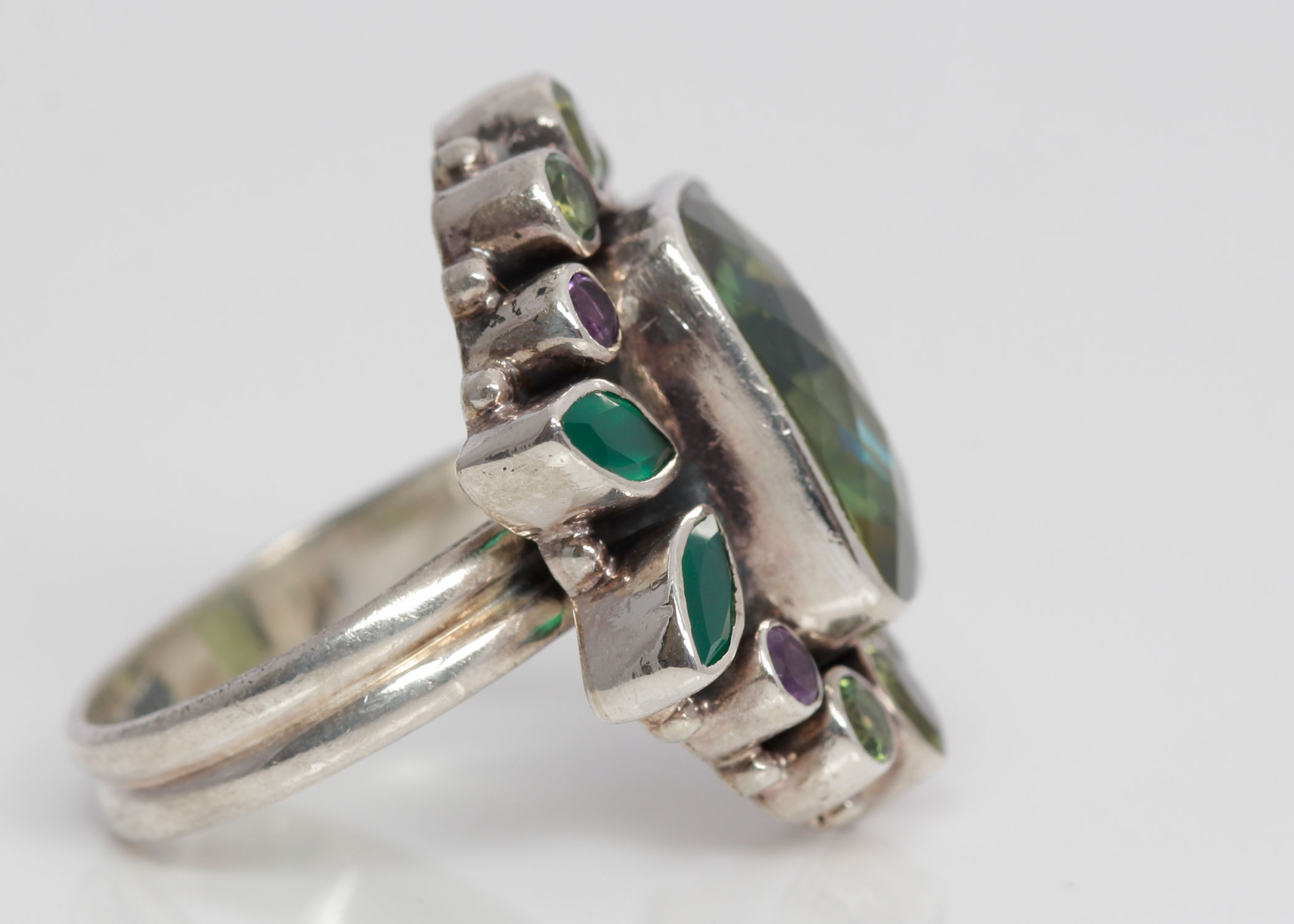 Nicky Butler Sterling Silver Mystic Quartz and Gemstone Ring