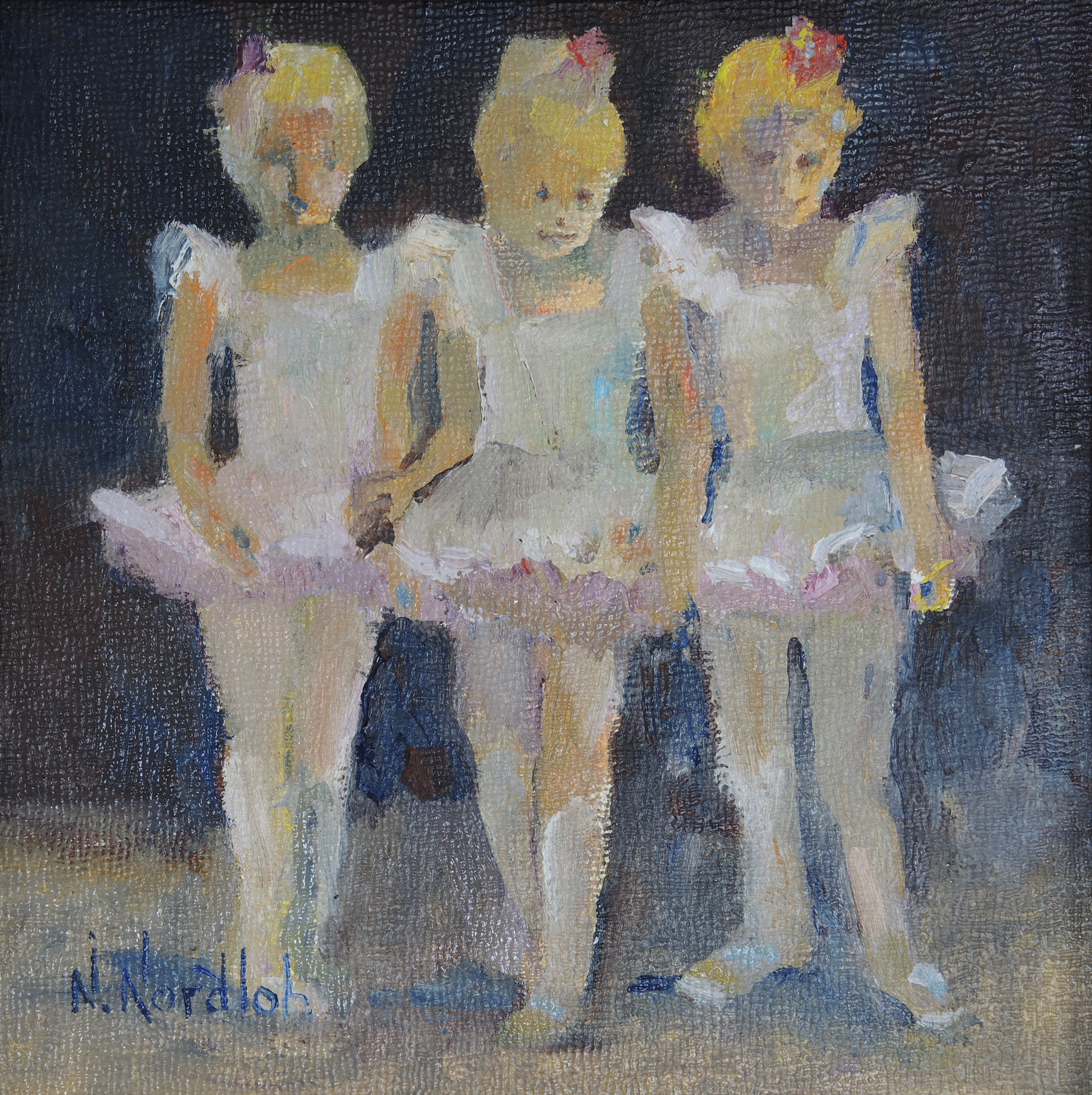 Nancy Nordloh Neville Original Miniature Oil Painting of Ballerinas