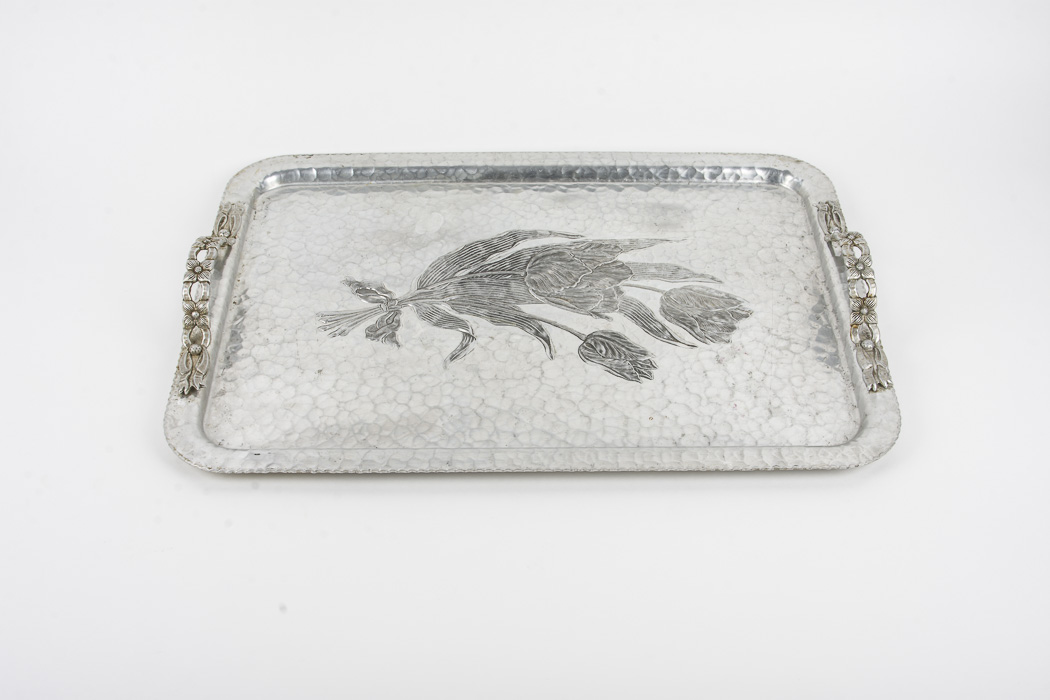 Rodney Kent Hand Wrought Aluminum Pitcher and Tray