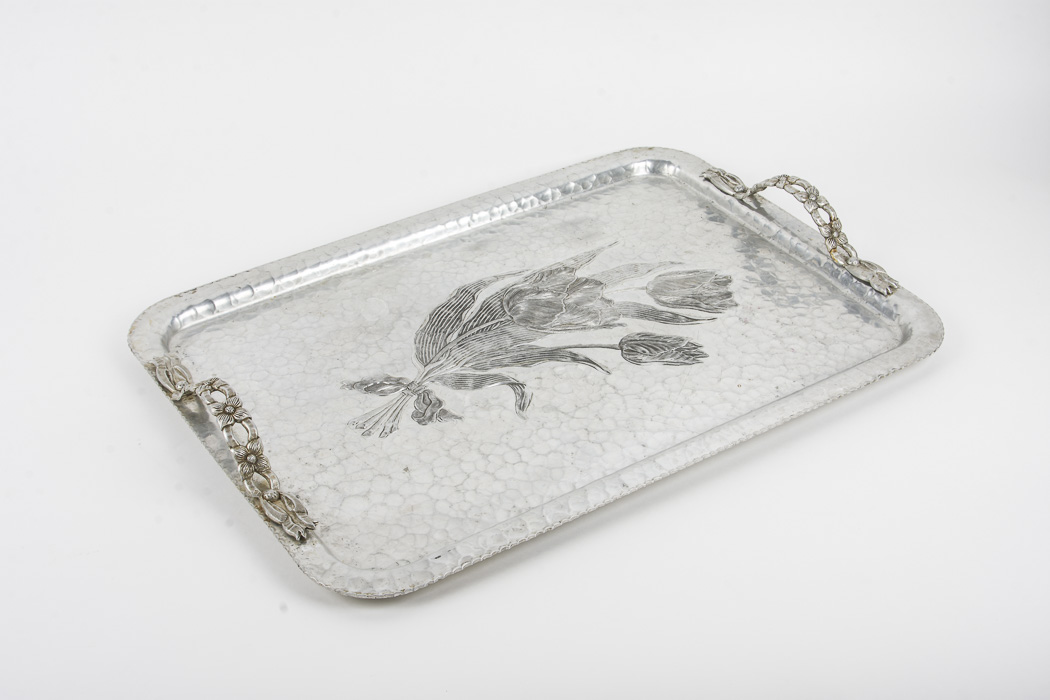 Rodney Kent Hand Wrought Aluminum Pitcher and Tray