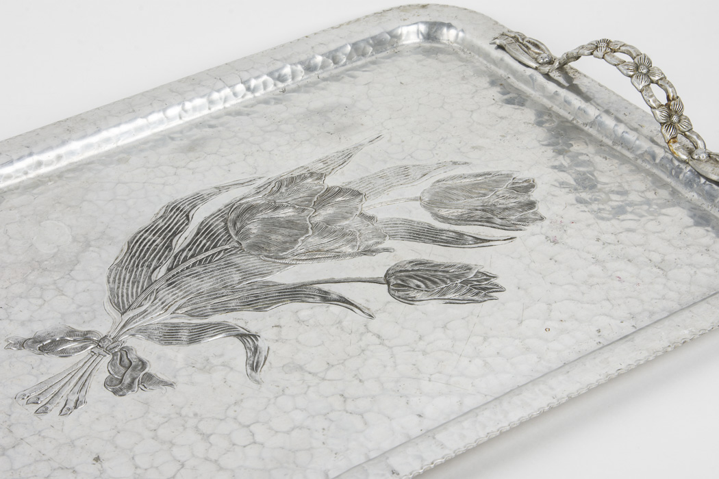 Rodney Kent Hand Wrought Aluminum Pitcher and Tray