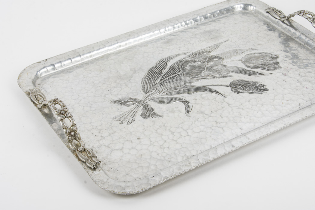 Rodney Kent Hand Wrought Aluminum Pitcher and Tray