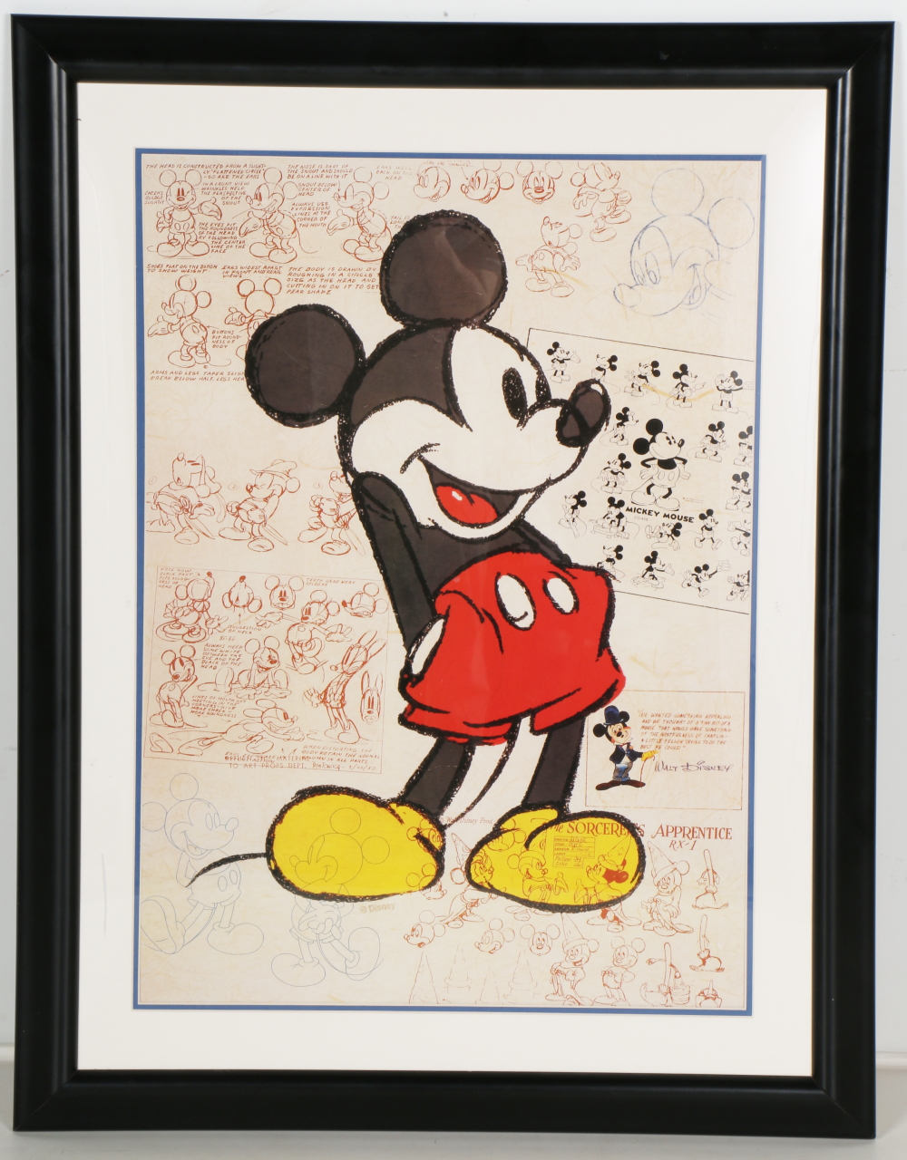 Mickey Mouse Sketches Framed Offset Lithograph