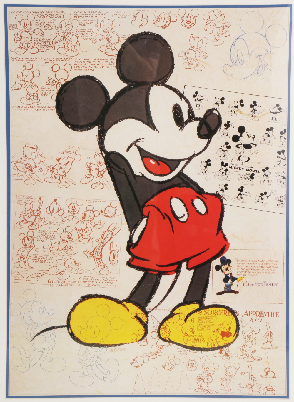 Mickey Mouse Sketches Framed Offset Lithograph