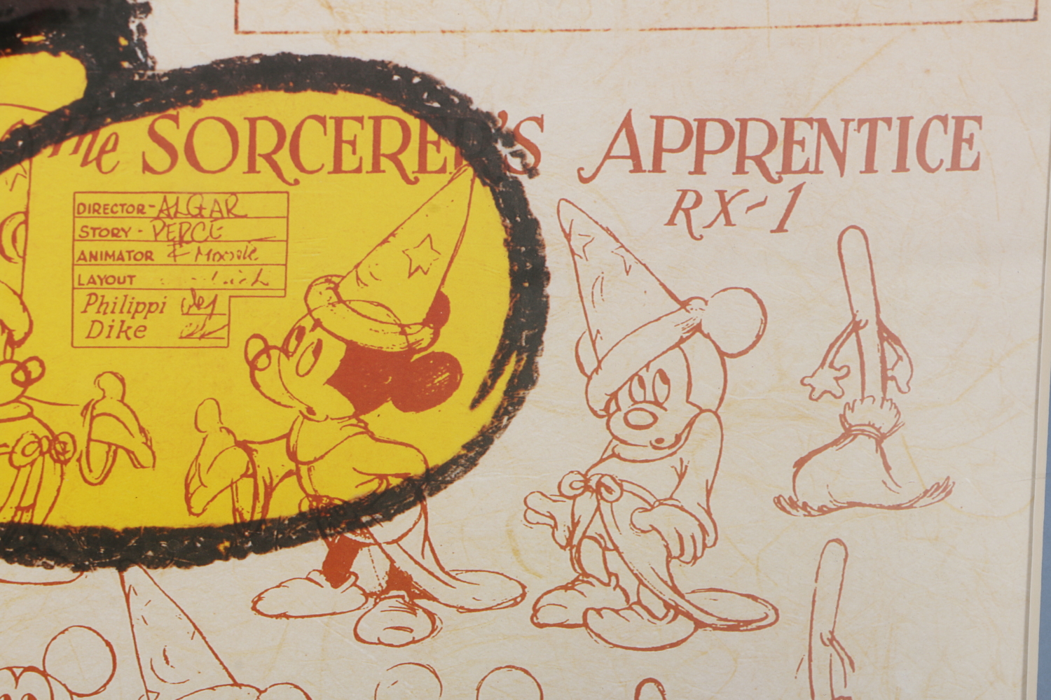 Mickey Mouse Sketches Framed Offset Lithograph