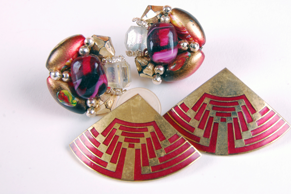 Laurel Burch Earrings, Murano Glass Necklace and Black and Red Jewelry