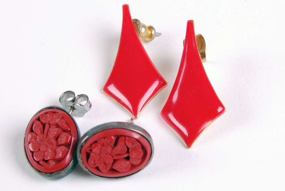 Laurel Burch Earrings, Murano Glass Necklace and Black and Red Jewelry