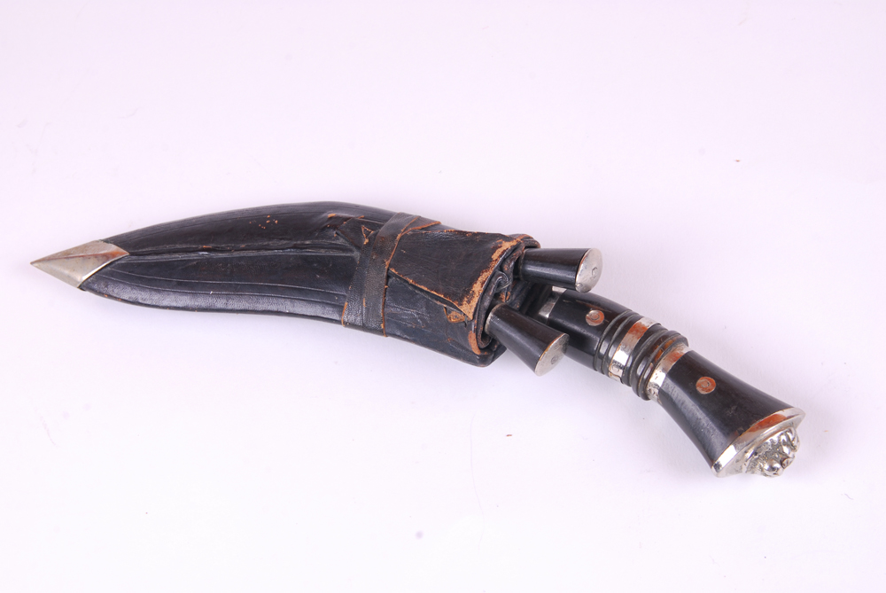 Indian Kukri Knife with Karda and Chakmak in Leather Sheath