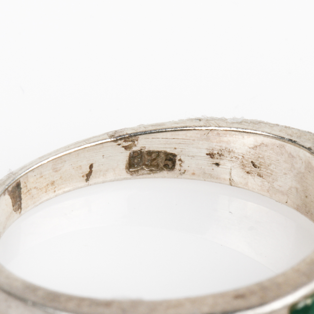 Collection of Inlaid Sterling Silver Rings