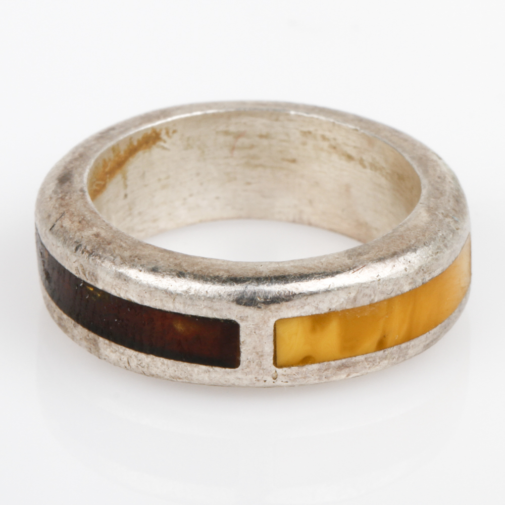 Collection of Inlaid Sterling Silver Rings