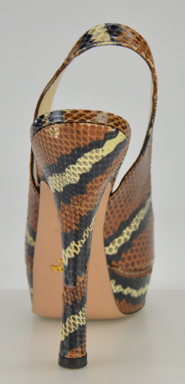 Prada Snakeskin Peep Toe Pumps