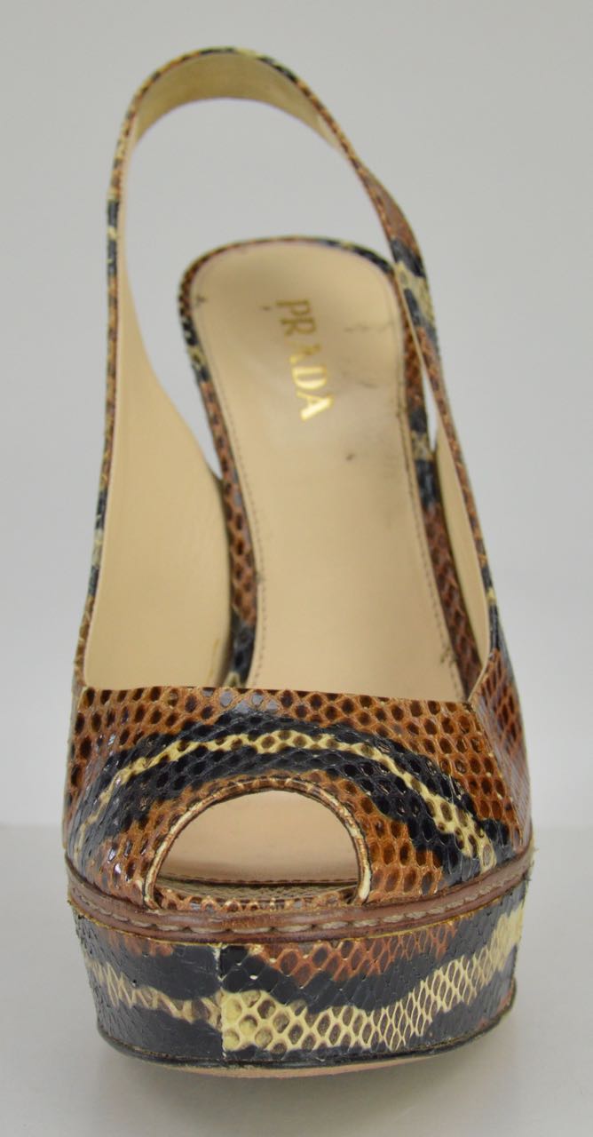 Prada Snakeskin Peep Toe Pumps
