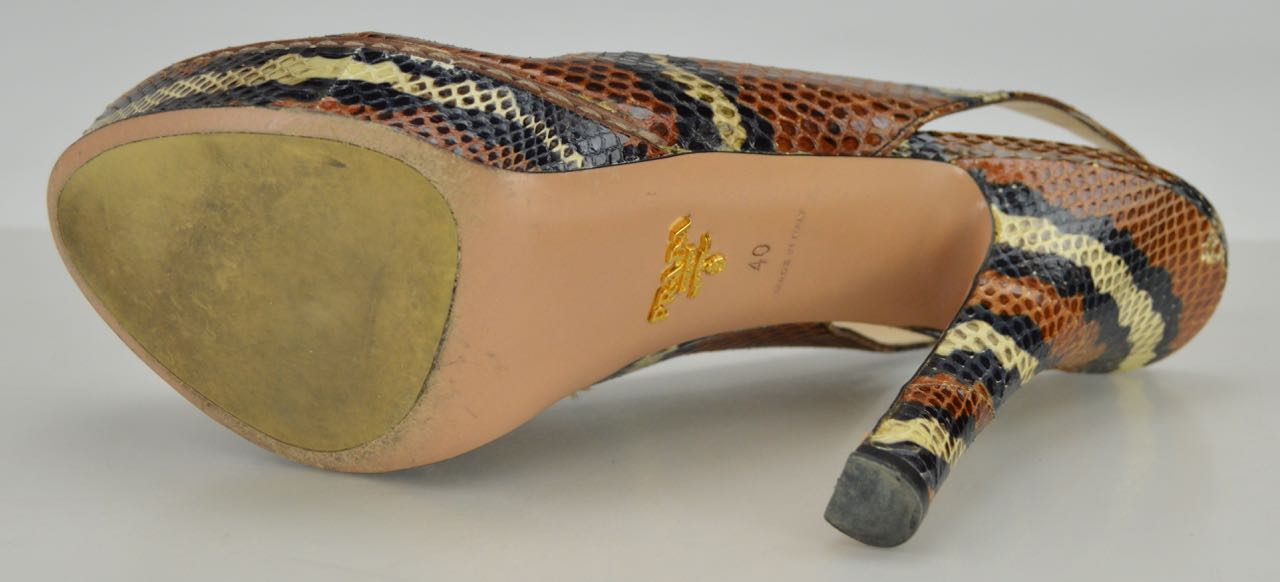 Prada Snakeskin Peep Toe Pumps