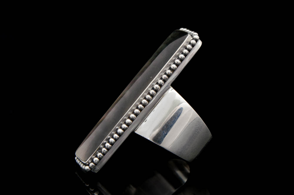 Sterling Silver and Elongated Shell Ring