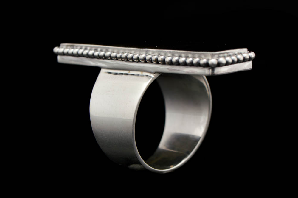 Sterling Silver and Elongated Shell Ring