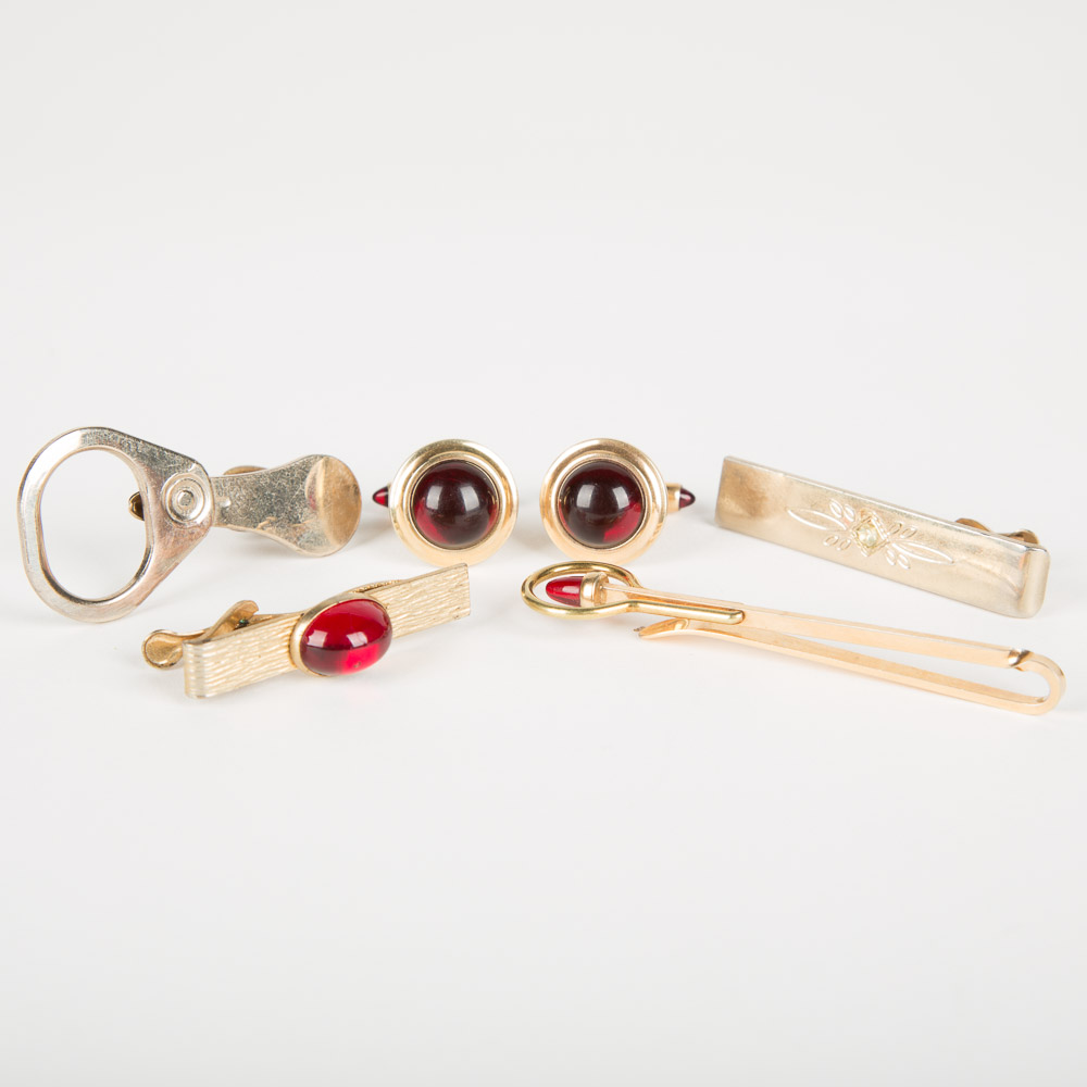 Group of Men's Costume Jewelry with Stones