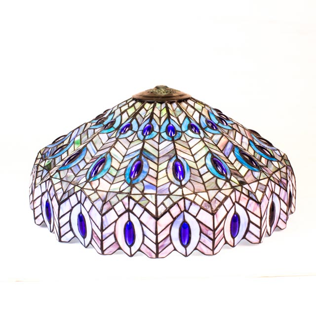 Art Nouveau Stained Glass Peacock Lamp Shade