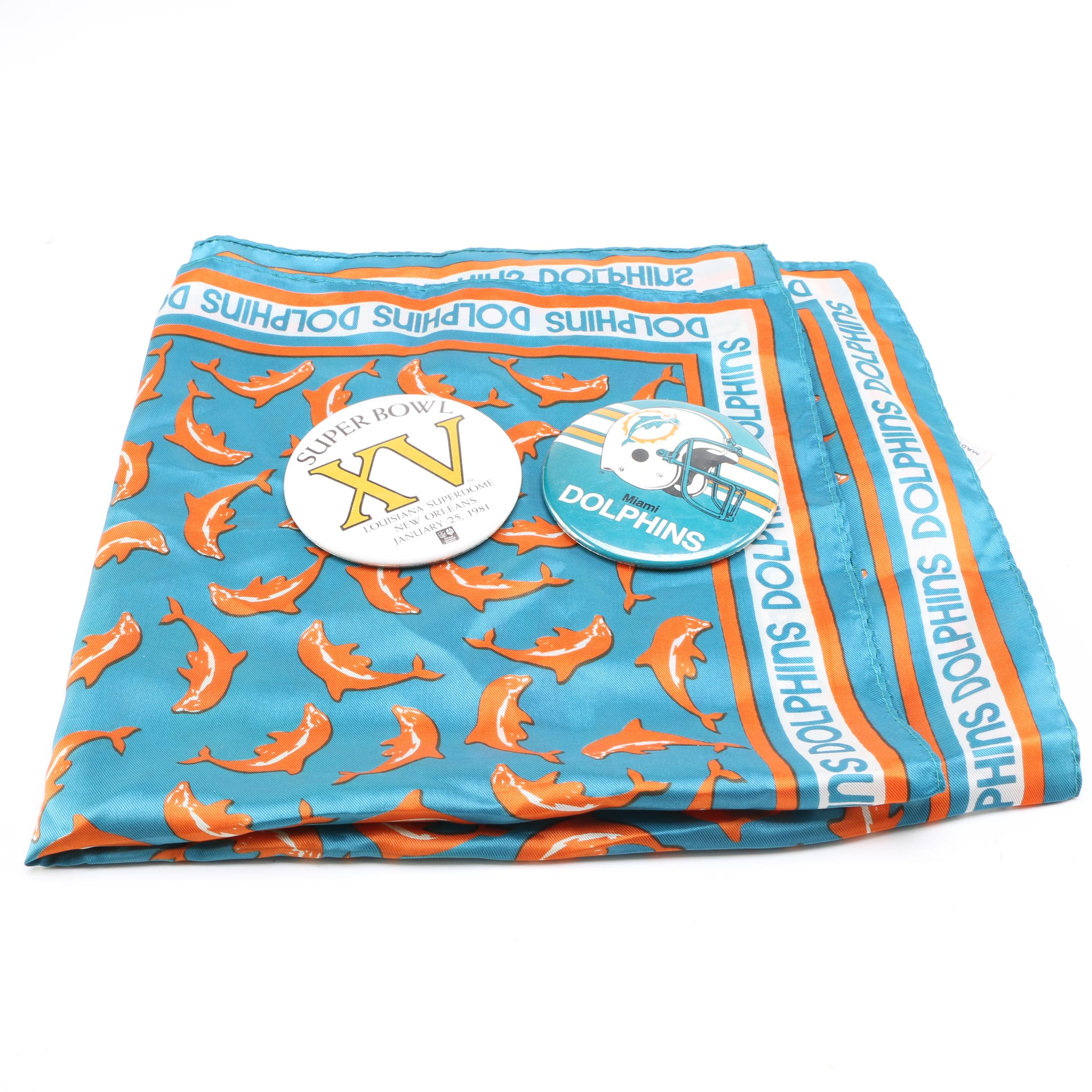 Miami Dolphins Pins and Scarf