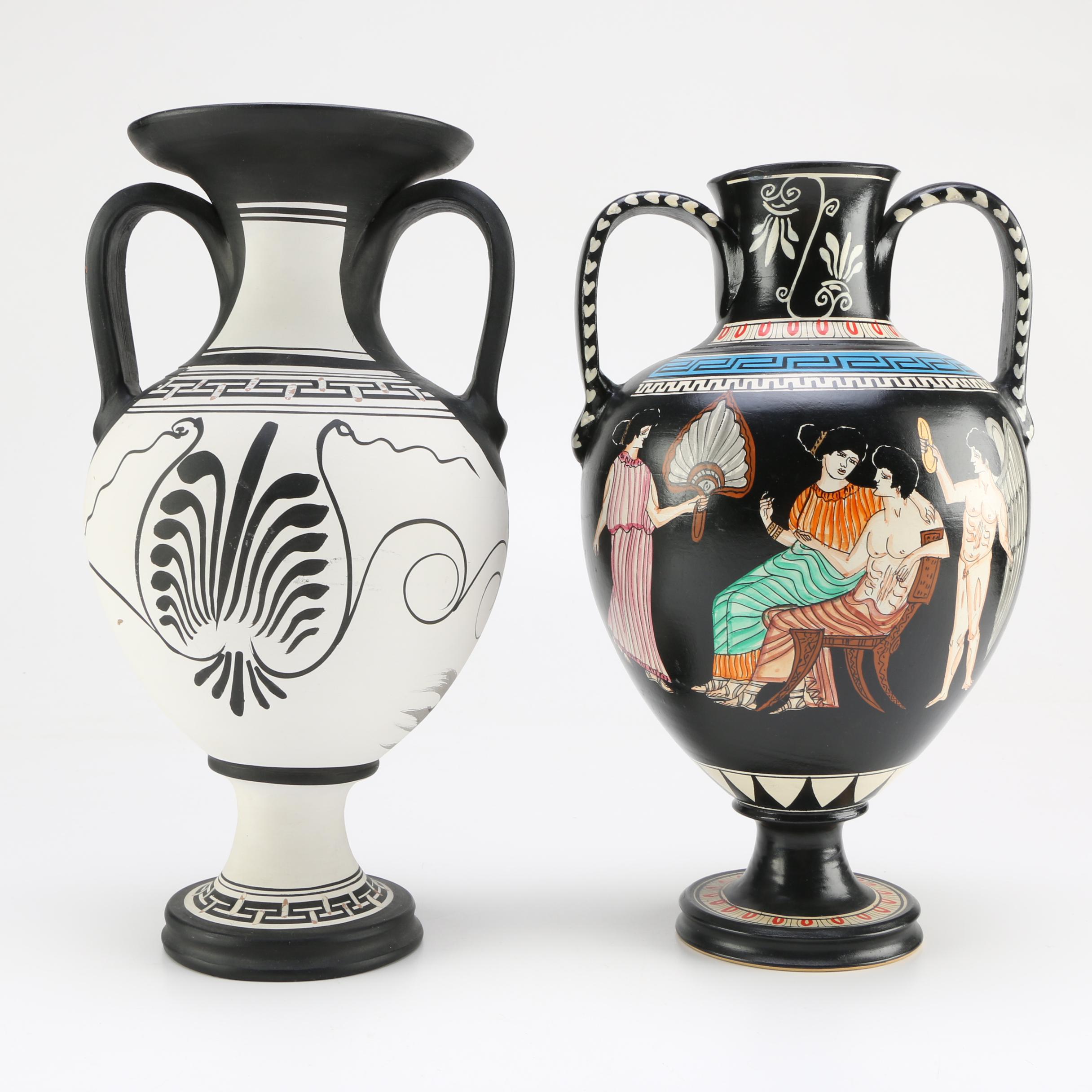 Pair of Handmade Greek Amphora Vases