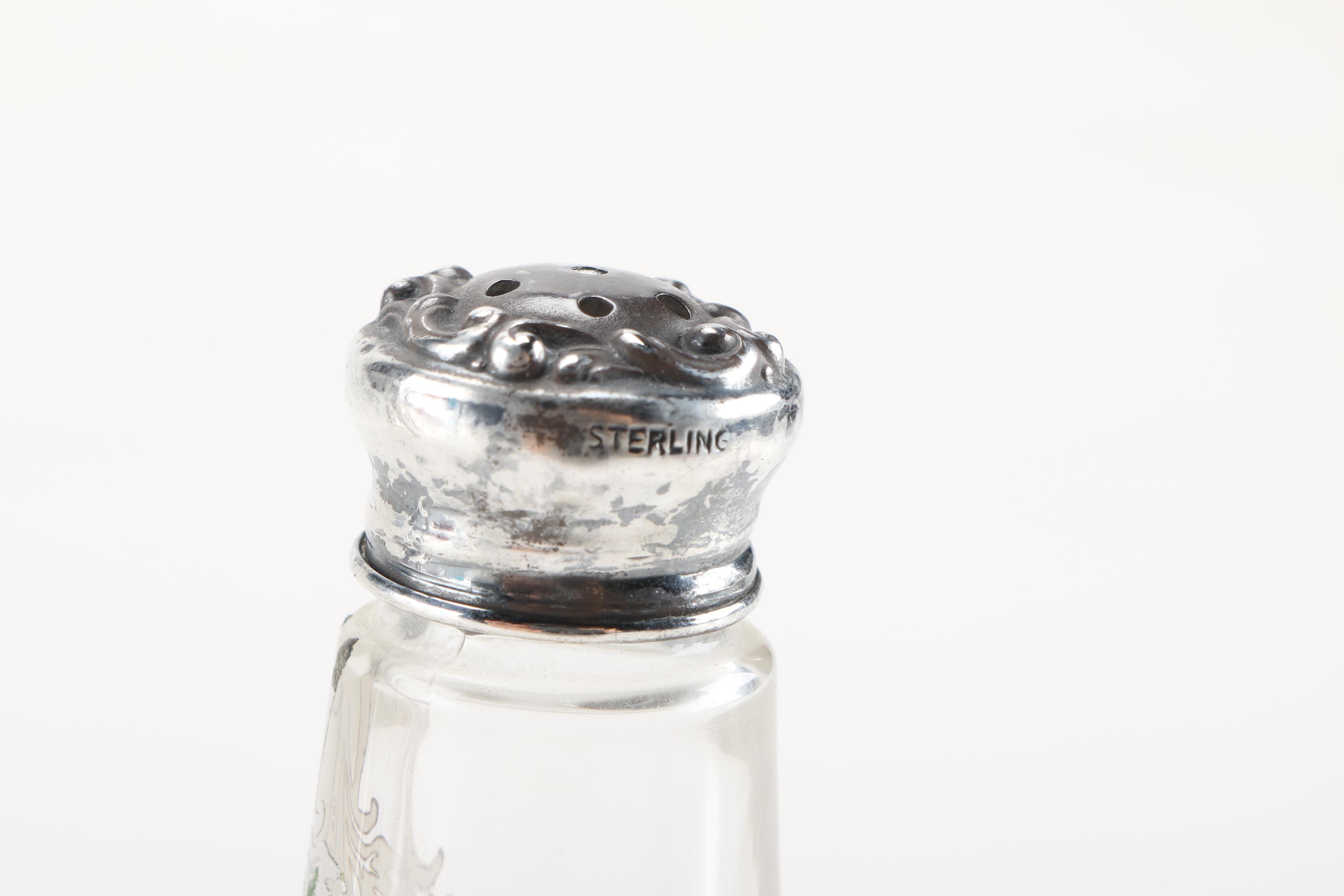 Sterling and Glass Shakers and a La Pierre Weighted Sterling Vase