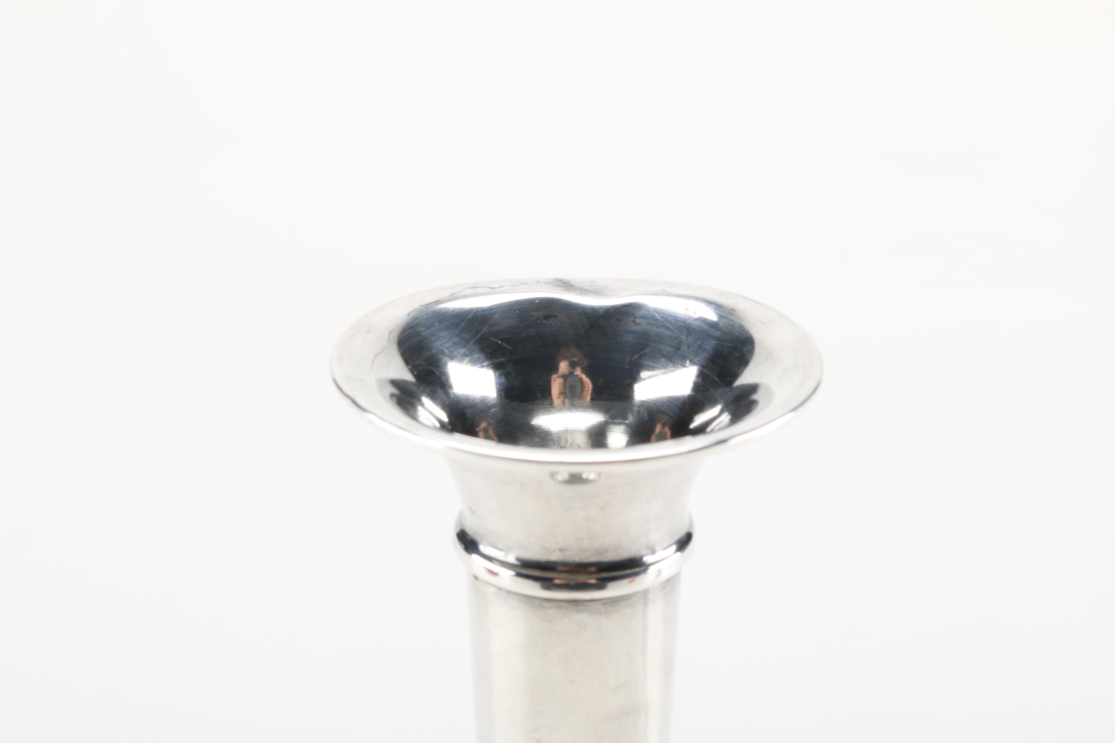 Sterling and Glass Shakers and a La Pierre Weighted Sterling Vase