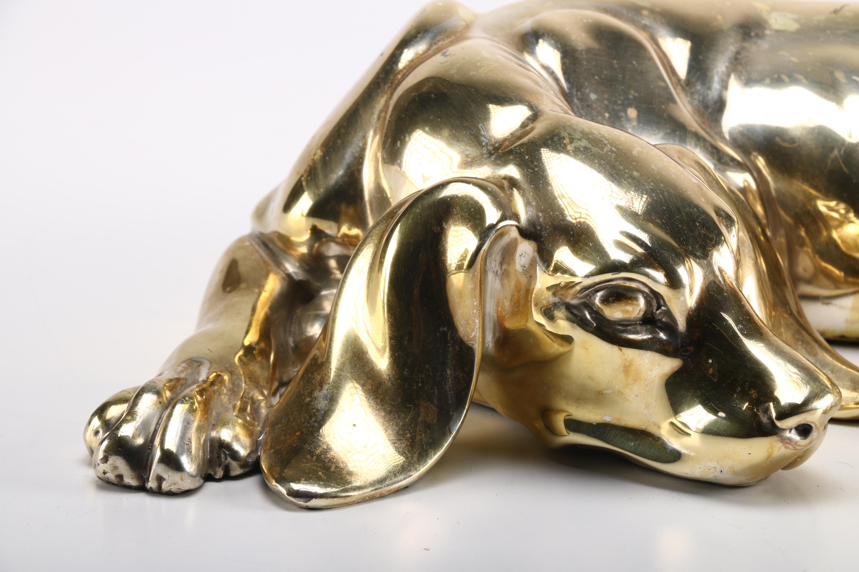 D'Argenta International Gold Tone Dog Statue