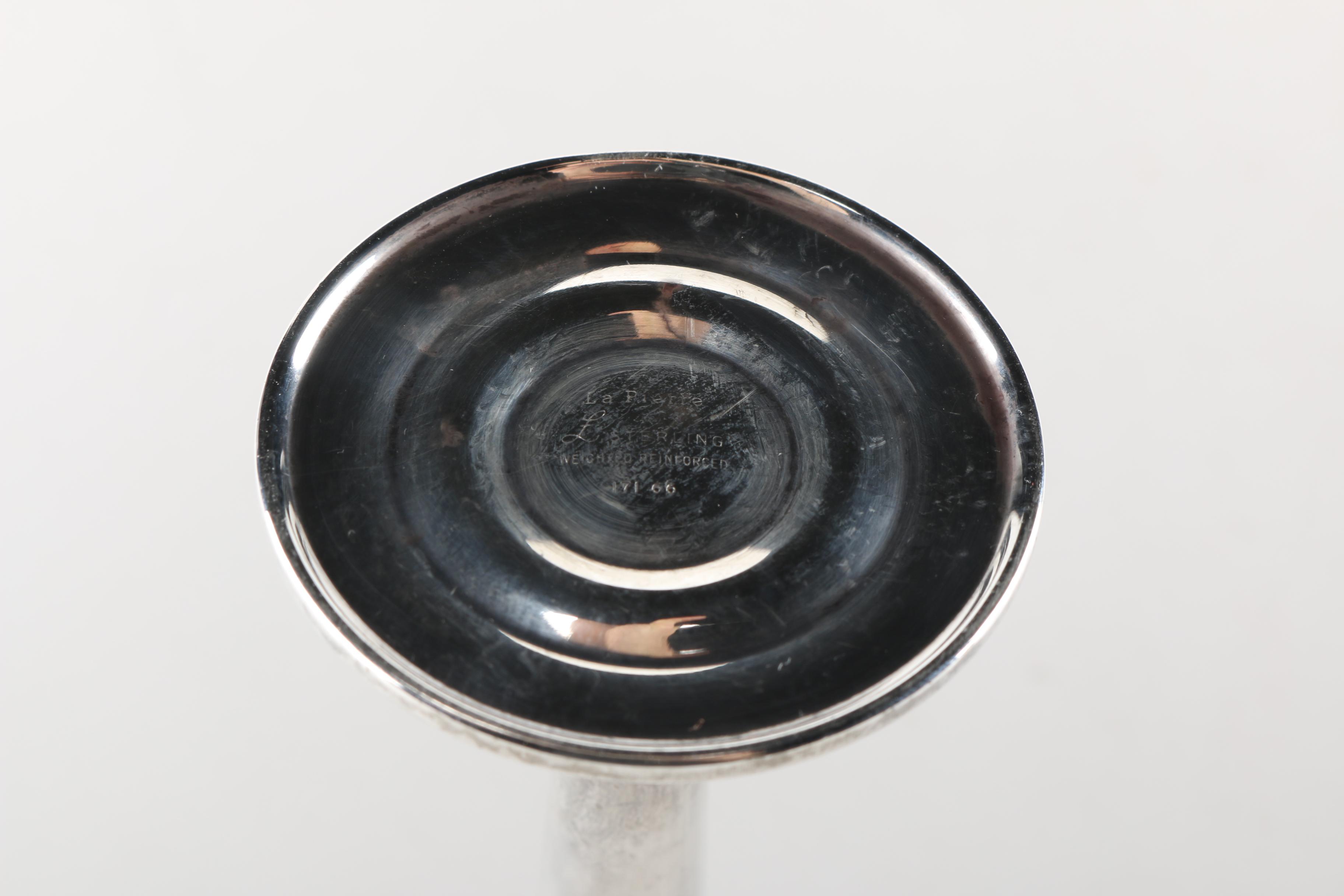 Sterling and Glass Shakers and a La Pierre Weighted Sterling Vase